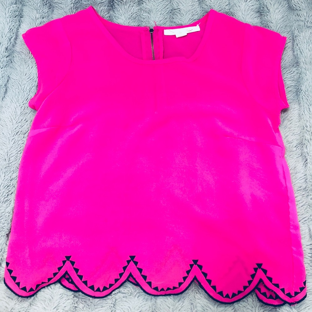 Women’s Pink Blouse with Navy Piping size S